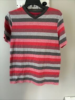 Boys striped v-neck short sleeve tee shirt